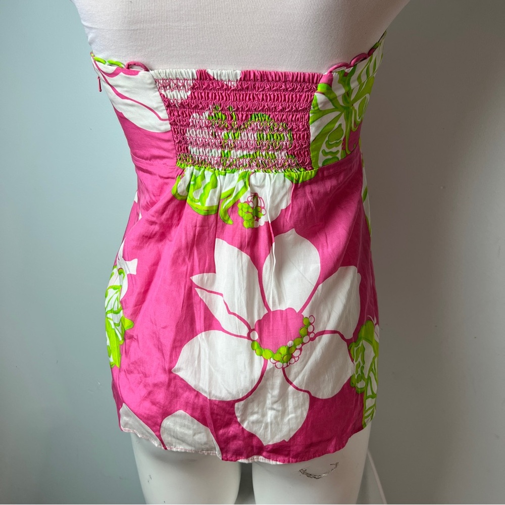Lilly Pulitzer Strapless Floral Top Pink, White, Green Women’s Size 8 - Picture 3 of 7